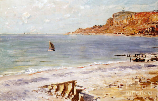 Seascape At Sainte-adresse By Claude Monet Poster featuring the painting Seascape at Sainte Adresse by Claude Monet