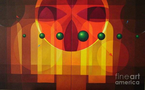 Geometric Abstract Poster featuring the painting Seven Windows - 2 by Alberto DAssumpcao