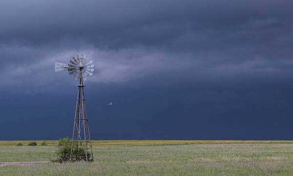 Kansas Poster featuring the photograph Shelf Cloud and Windmill -02 by Rob Graham