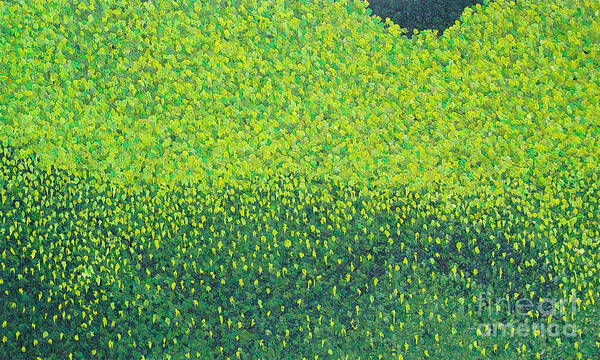 Abstract Poster featuring the painting Soft Green Wet Trees by Dean Triolo