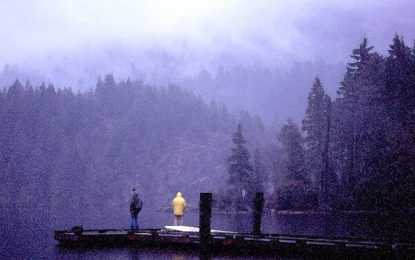 Fishing Poster featuring the photograph Standing in the Mist 2 WC by Lyle Crump