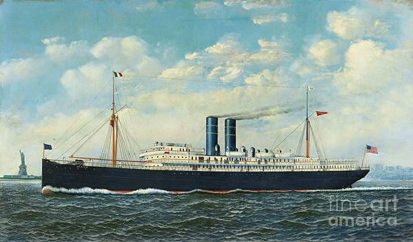 Antonio Jacobsen Poster featuring the painting Steamship Merida In New York Harbor by MotionAge Designs