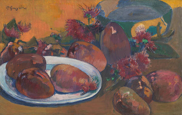 French Art Poster featuring the painting Still Life with Mangos by Paul Gauguin