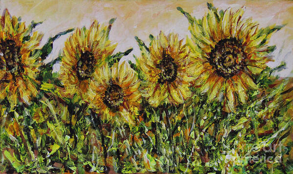Sunflowers Poster featuring the painting Sunflowers by Dariusz Orszulik