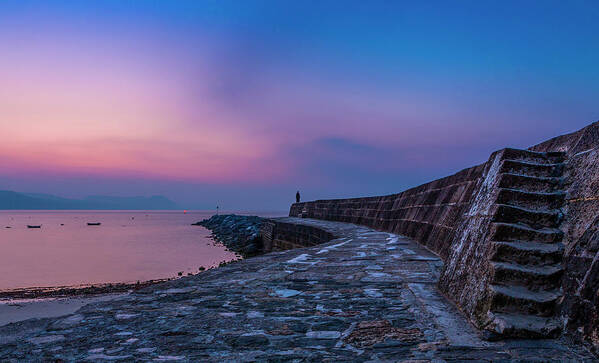 Harbour Wall Poster featuring the photograph Sunrise on the Cobb, Lyme Regis, Dorset, UK. by Maggie Mccall