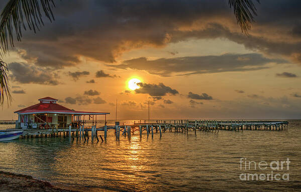 Sunrise Pier Poster featuring the photograph Sunrise Pier over Water by David Zanzinger