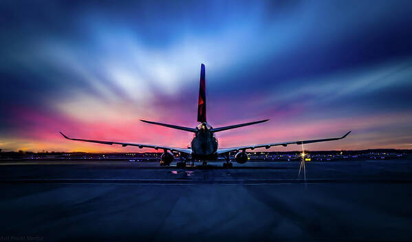 Airline Poster featuring the photograph Sunset Flight by Ant Pruitt