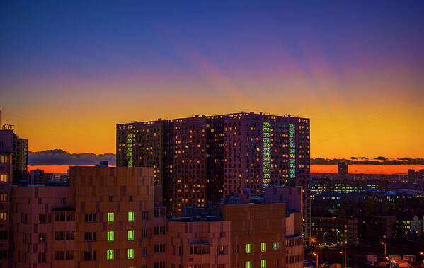 Sunset Poster featuring the photograph Sunset in the city by Konstantin Bibikov