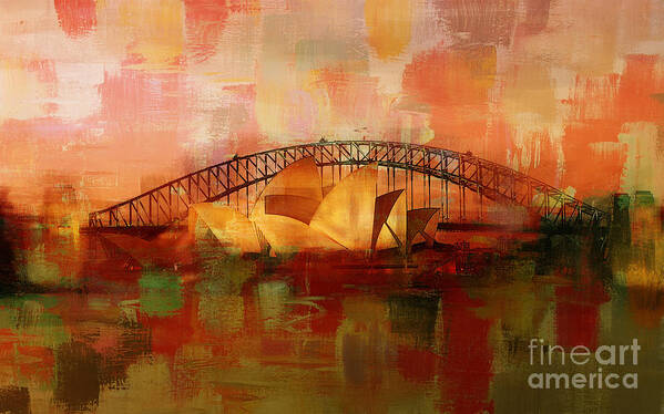 Sydney Poster featuring the painting Sydney Opera House 09 by Gull G