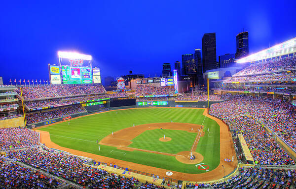 Target Field Poster featuring the photograph Target Field at Night by Shawn Everhart