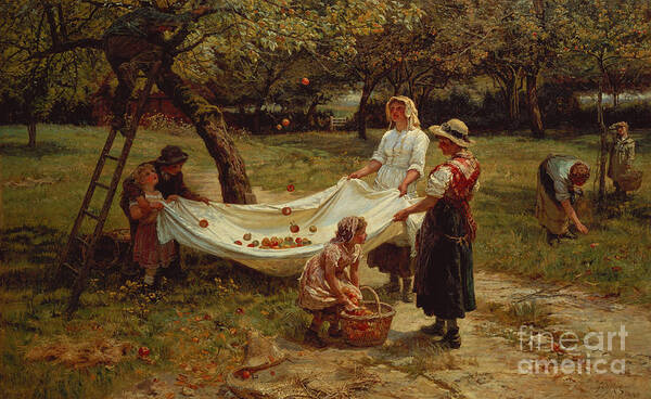 The Poster featuring the painting The Apple Gatherers by Frederick Morgan