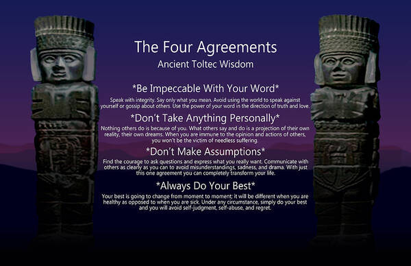 Poster Poster featuring the digital art The Four Agreements Poster by M Spadecaller