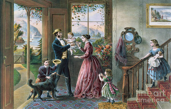 Currier And Ives Poster featuring the painting The Four Seasons of Life Middle Age by Currier and Ives