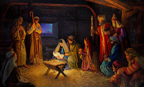 Jesus Poster featuring the painting The Nativity by Greg Olsen