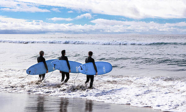 Newport Beach Surfer Poster featuring the photograph Surf - The Three Amigos by Kip Krause