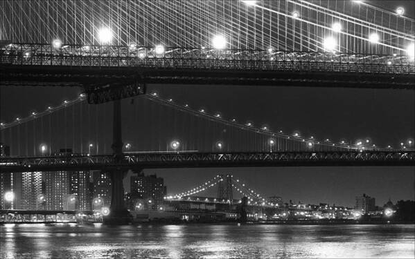 Bridges Poster featuring the photograph Three New York Bridges 2 by Robert Ullmann