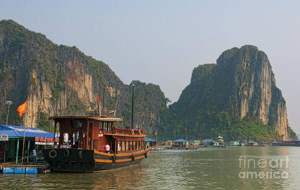Arrive Poster featuring the photograph Traditional Boats in Ha Long Bay by Bill Bachmann - Printscapes