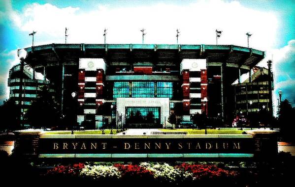 University Of Alabama Poster featuring the mixed media U of A Bryant-Denny_Stadium by DJ Fessenden