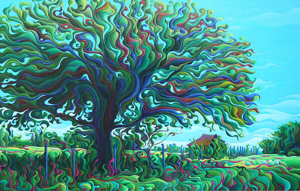 Tree Poster featuring the painting UmBrOaken Stillness by Amy Ferrari