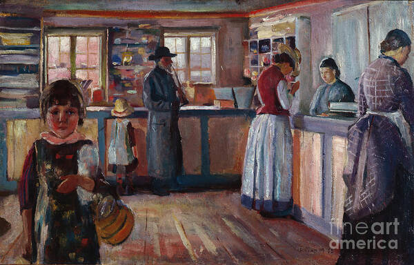 Edvard Munch Poster featuring the painting Vrengen Village shop by O Vaering