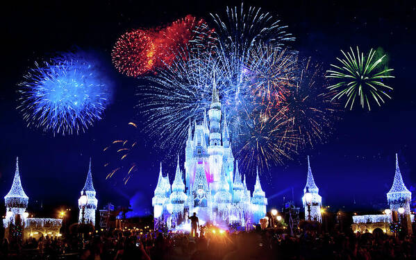 Magic Kingdom Poster featuring the photograph Walt Disney World Fireworks by Mark Andrew Thomas