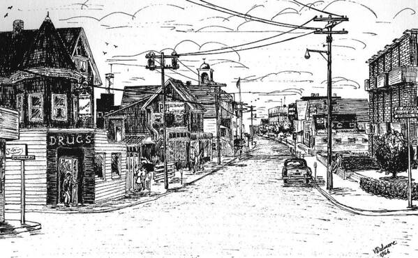 Woods Hole Poster featuring the drawing Water Street by Vic Delnore