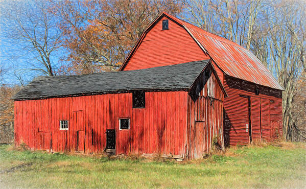 Barn Poster featuring the painting Weathered Red Barn by David Letts