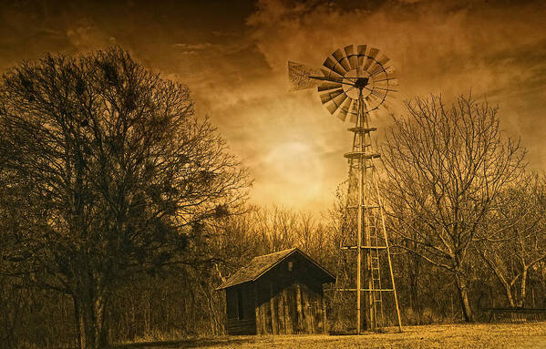 Windmill Poster featuring the photograph Windmill at Sunset by Iris Greenwell