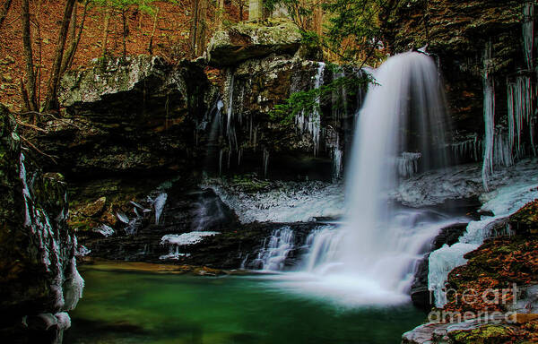 Cloudland Canyon State Park Poster featuring the photograph Wintery Waterfalls crop by Barbara Bowen