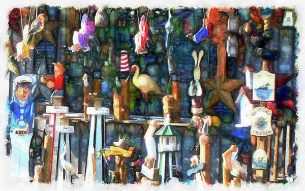 Gift Shop Poster featuring the digital art Woodcraft Giftshop In Montour Falls by Leslie Montgomery