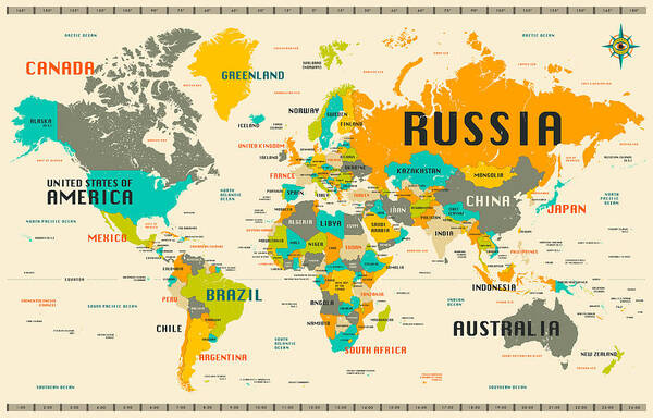 World Map Poster featuring the digital art World Map by Jazzberry Blue