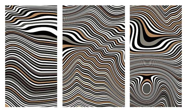 Opart Poster featuring the painting Zen Stone Garden Triptych by Pet Serrano