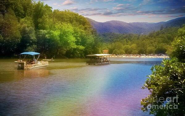 Boaters At Lake Lure Photo Poster featuring the photograph Lake Lure North Carolina #1 by Bob Pardue