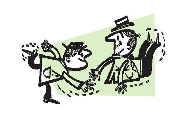 Activity Poster featuring the drawing Two Dancing Businessmen #1 by CSA Images