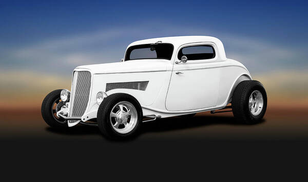 Frank J Benz Poster featuring the photograph 1933 Ford 3 Window Coupe  - 1933ford3windowcoupewhite196599 by Frank J Benz