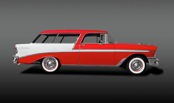 1956 Poster featuring the photograph 1956 Chevrolet Bel Air Nomad - 1956chevynomadbelairgray196686 by Frank J Benz