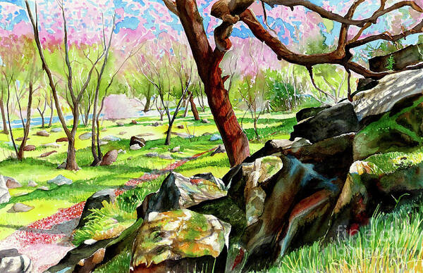 Griffith Quarry Park Poster featuring the painting #378 Griffith Quarry Park #378 by William Lum