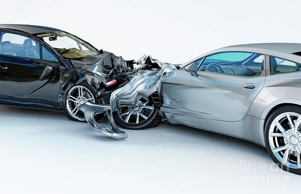 Car Crash Poster featuring the photograph Two Cars Crashed In Accident #5 by Leonello Calvetti/science Photo Library