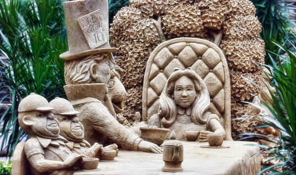 Sculpture Poster featuring the photograph Alice in Wonderland The Tea Party by Joan Bertucci