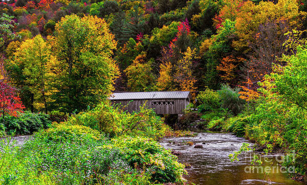 Vermont Poster featuring the photograph Autumn At The Comstock Covered Bridge by Scenic Vermont Photography