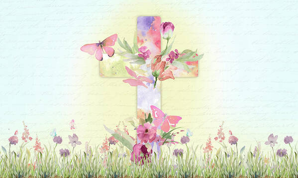 Blessed Poster featuring the mixed media Blessed Easter by Lanie Loreth