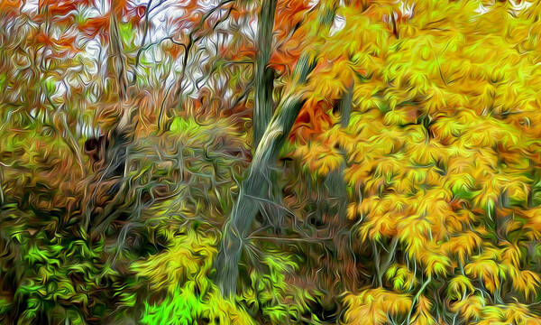 Image Poster featuring the digital art Bright Fun Colors Leaves by Sandra J's