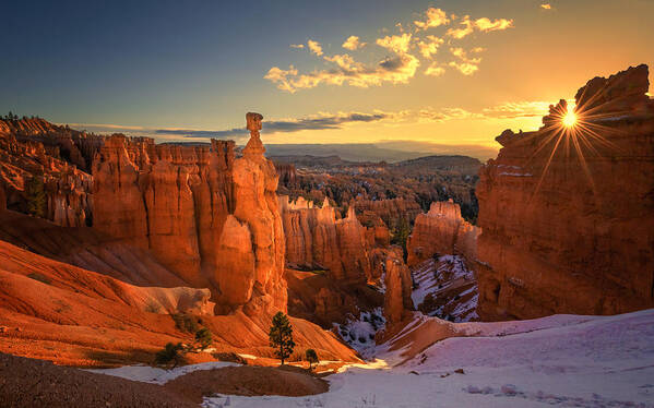 Sunrise Poster featuring the photograph Bryce Canyon Spring by Ruiqing P.