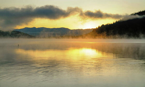Sunrise Poster featuring the photograph Donner Lake by Janet Kopper