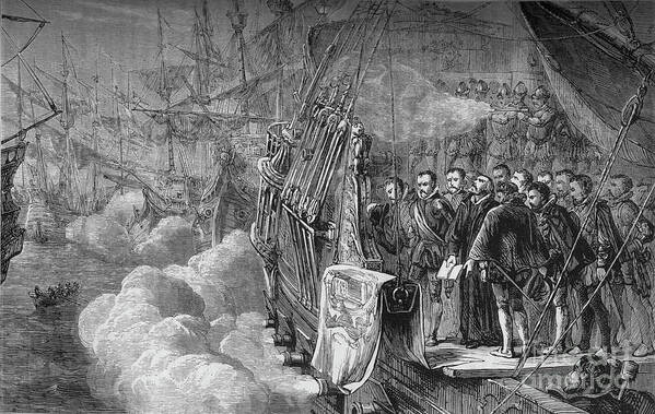 Rifle Poster featuring the drawing Drakes Funeral, January 1596, C1880 by Print Collector