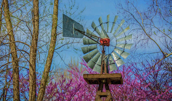 Landscape Wind Mill Poster featuring the photograph Due West by Kevin Lane