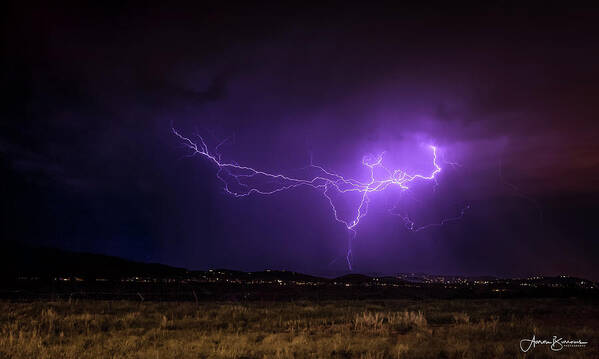 Lightning Poster featuring the photograph Fading Colors by Aaron Burrows