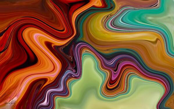 Fire Poster featuring the painting Fire and Ice Abstract Art - Fluid Painting Marble Pattern by Patricia Piotrak