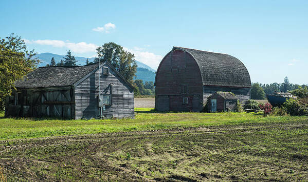 Gray Garage Faded Barn Poster featuring the photograph Gray Garage Faded Barn by Tom Cochran