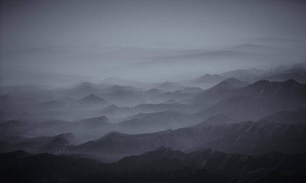 Mountains Poster featuring the photograph Haze Over Tibet by Martin Van Hoecke